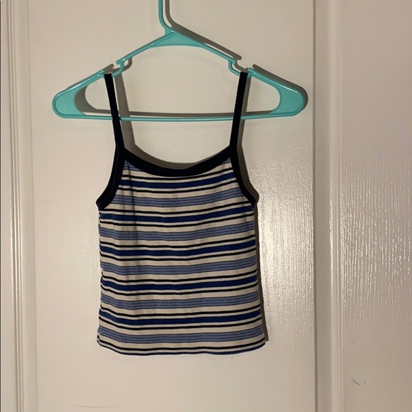 Blue and White Stripped Brandy Crop Top - Picture 1 of 3